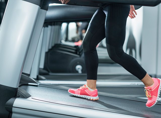 walking on treadmill