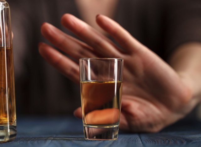 Woman refusing to drink alcohol