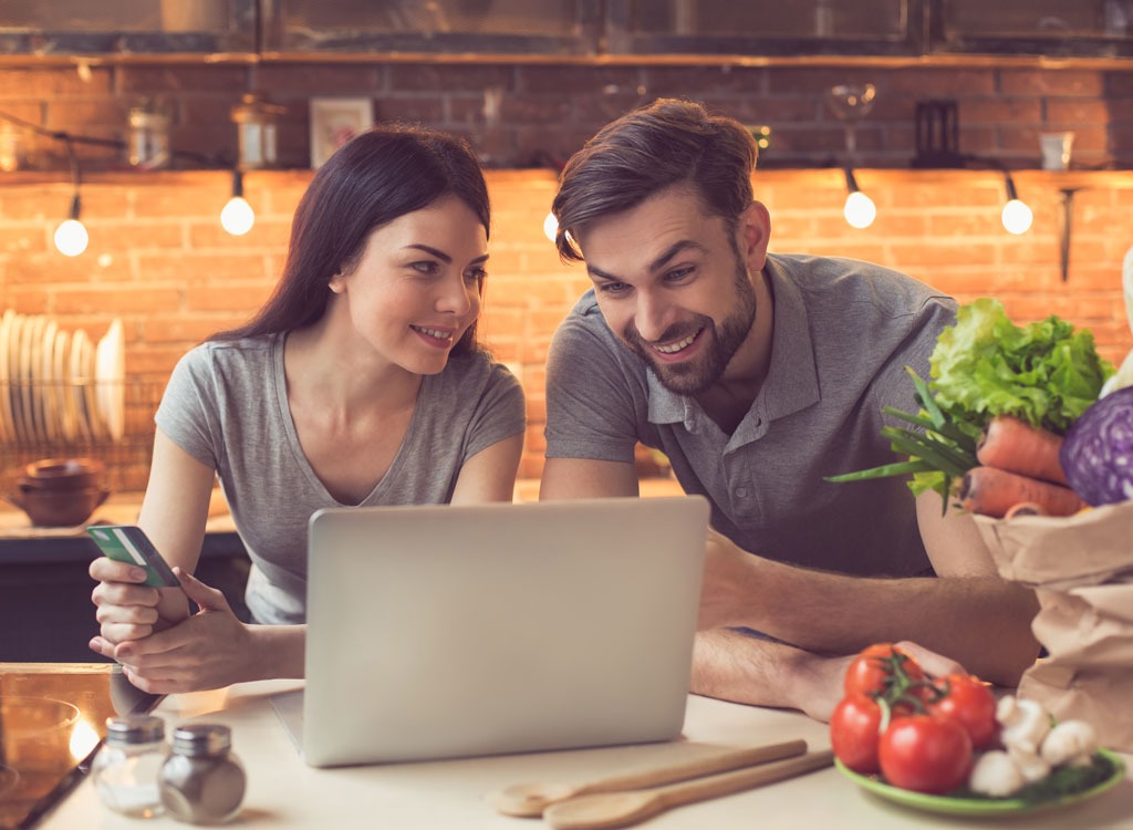 Couple looking at computer