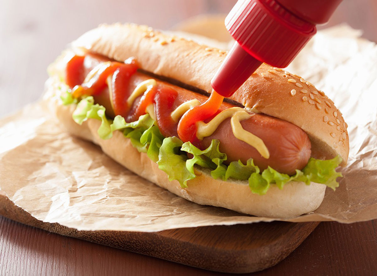 Hot dog bun ketchup