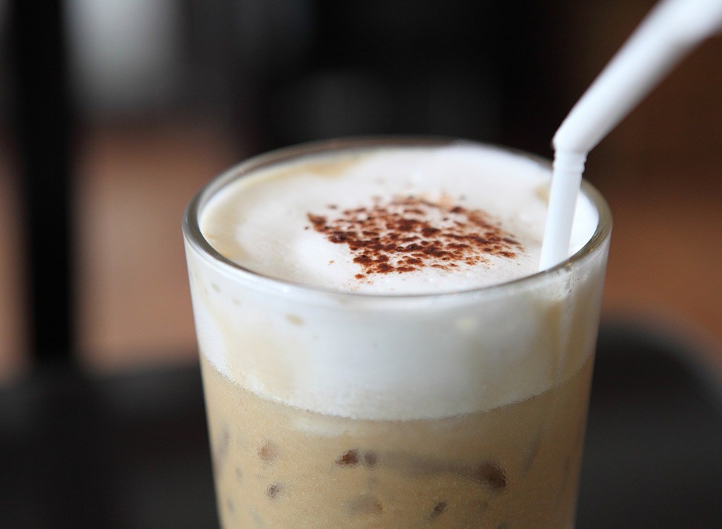 frozen coffee drink with straw