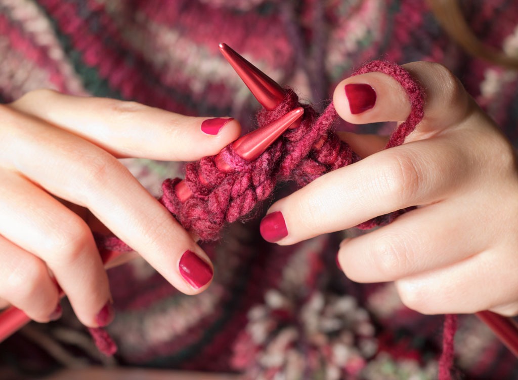 Woman knitting