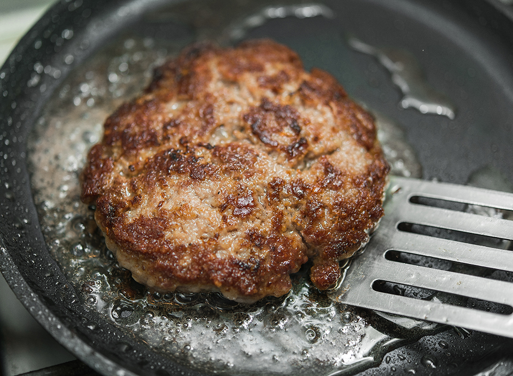 Pan fried burger patty