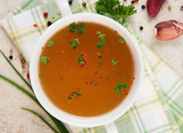 Bone broth in bowl