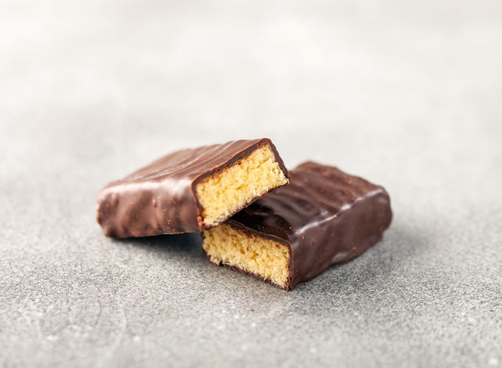 Refrigerated protein bar on a counter