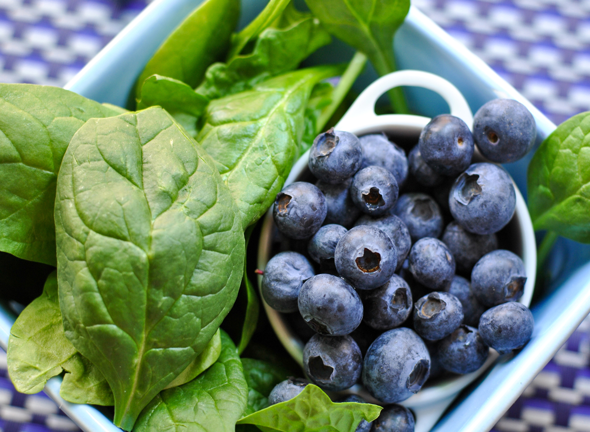 fruit vegetables berries blueberries spinach for smoothie