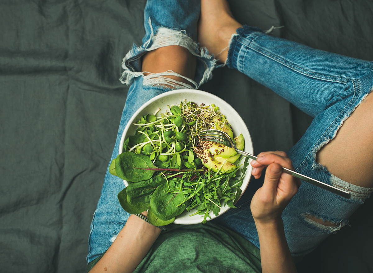 green plant based dinner with vegan diet supplements