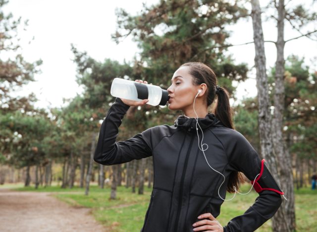 woman drinking water