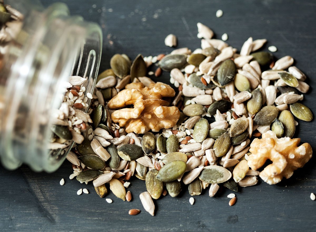 Walnuts sunflower flax sesame pumpkin seeds