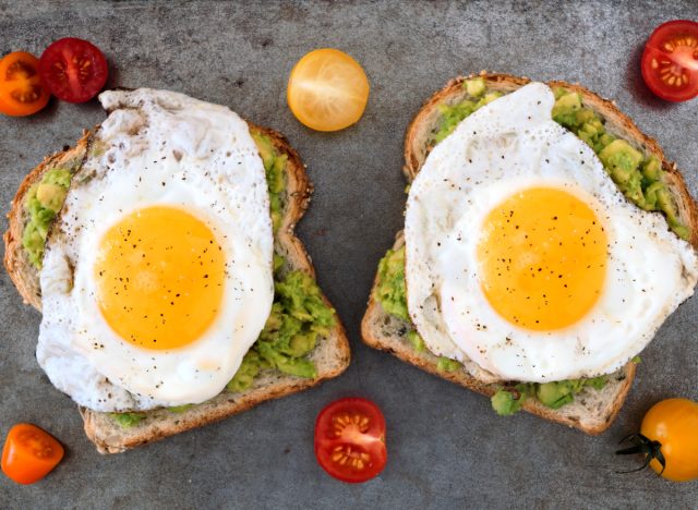 avocado and egg on whole grain toast