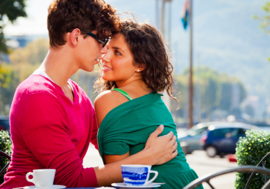 couple in a coffee shop about to kiss how to tell if a guy is a virgin